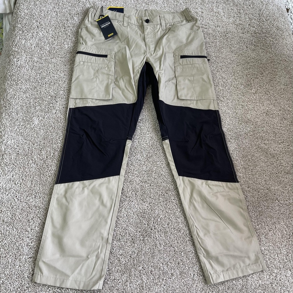 Blaklader Cargo Pants Womens 8S Beige Twill Workwear Elastic Waist Pockets